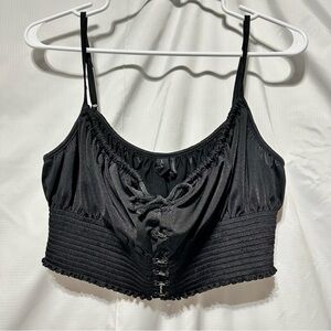 Out From Under Women's Black Crop-top BUSTIER/SATIN TOP L